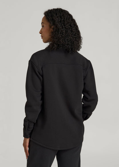 Wearever 2.0 Fleece Shacket for Tall Women in Graphite Black