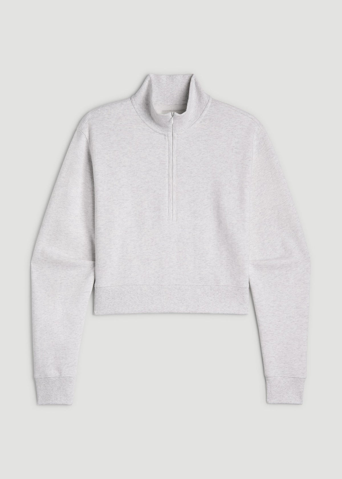 Wearever 2.0 Fleece Half-Zip Cropped Sweatshirt for Tall Women in Heather Cloud White