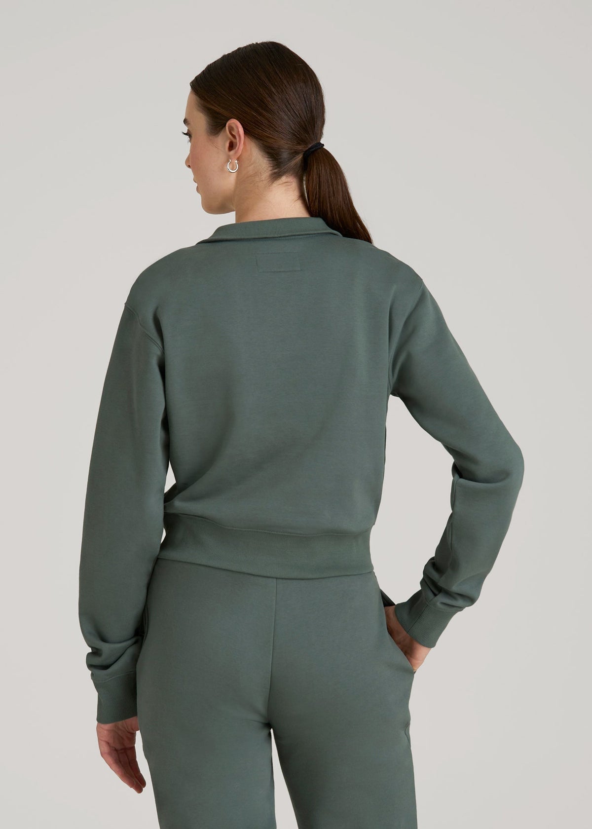 Wearever 2.0 Fleece Half-Zip Cropped Sweatshirt for Tall Women in Balsam Green
