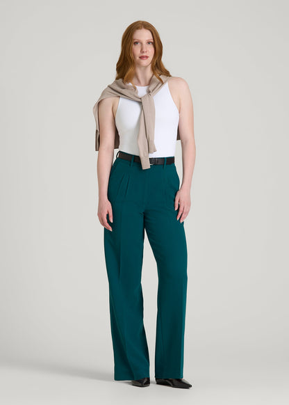 Wide Leg Pleated Dress Pants 2.0 for Tall Women in Deep Teal