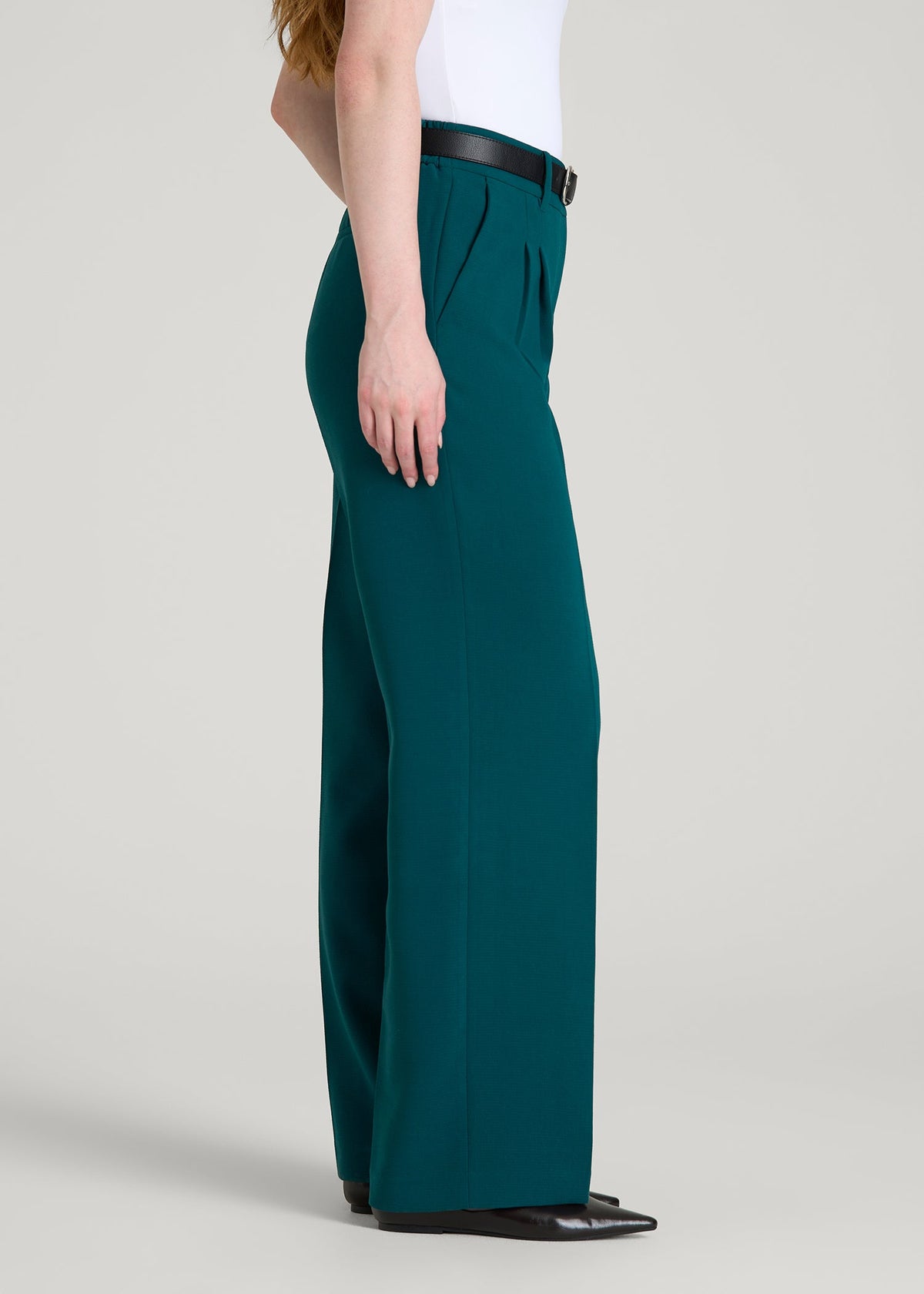 Wide Leg Pleated Dress Pants 2.0 for Tall Women in Deep Teal