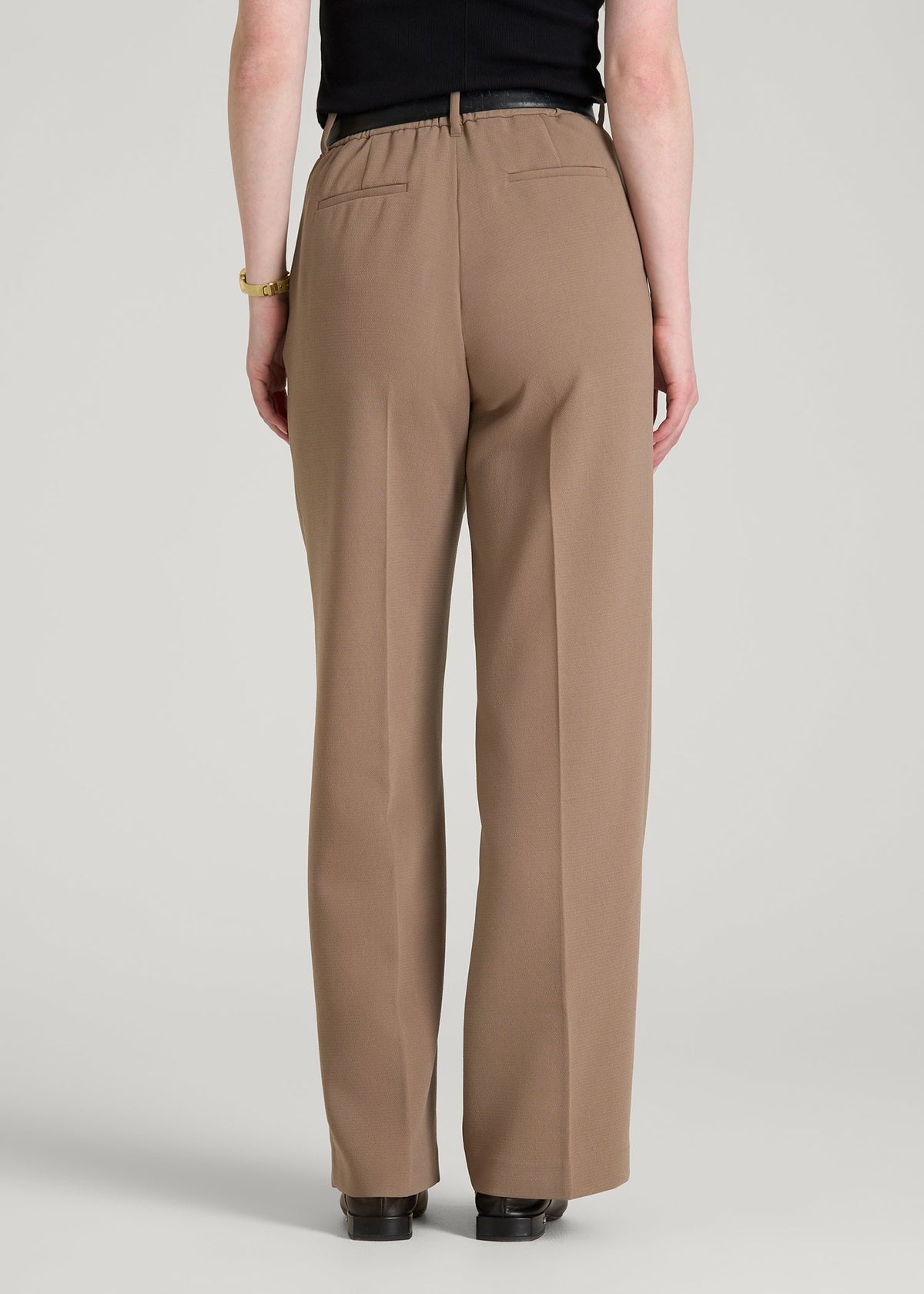 Wide Leg Pleated Dress Pants 2.0 for Tall Women in Warm Brown