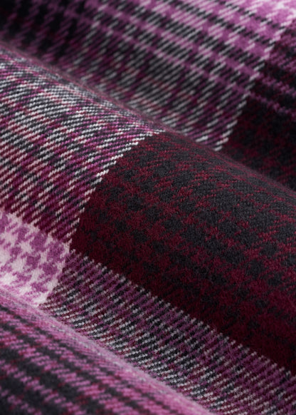 Flannel Shacket for Tall Women in Tawny Port Plaid