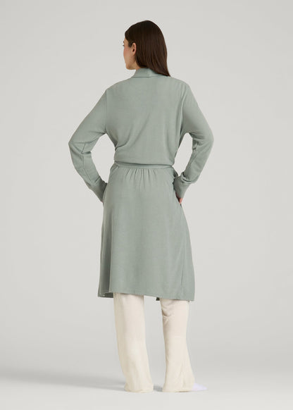 Waffle Lounge Robe for Tall Women in Seagrass