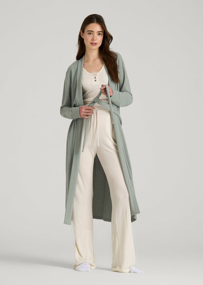 Waffle Lounge Robe for Tall Women in Seagrass