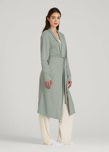 Waffle Lounge Robe for Tall Women in Seagrass
