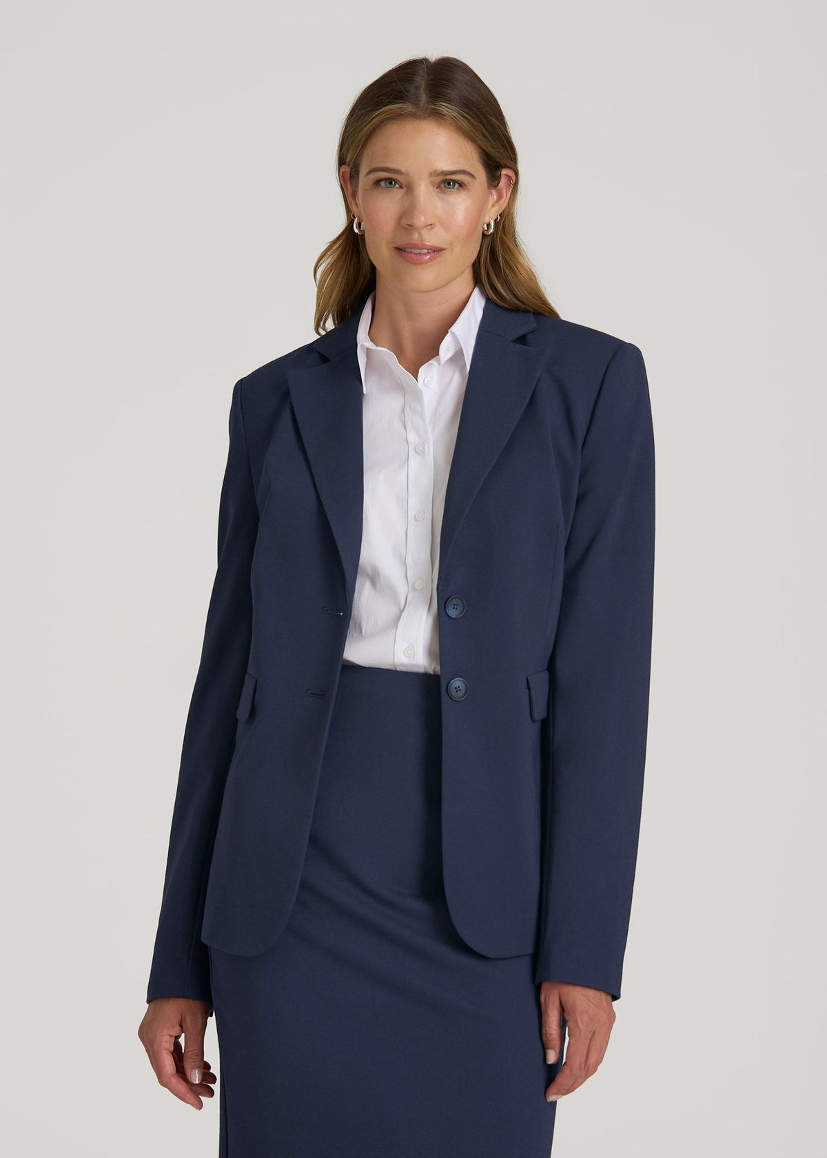 Freedom Flex Two-Button Slim-Fit Blazer for Tall Women in Navy