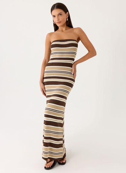 Antonie Knit Maxi Dress - Chocolate Olive Stripe