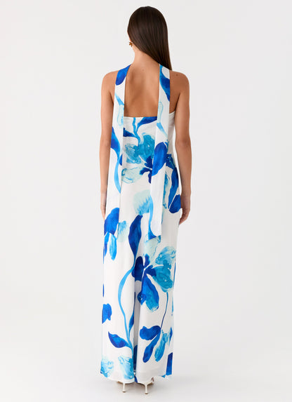 Ashelle Chiffon Maxi Dress - Cerulean Bloom