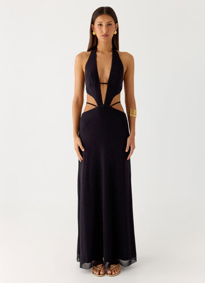 Astraeus Beaded Sequin Maxi Dress - Black