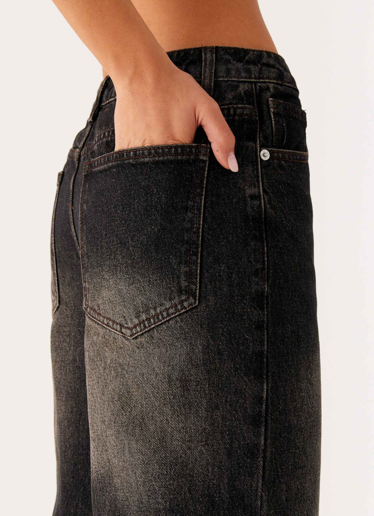 Back Again Straight Leg Denim Jeans - Acid Charcoal