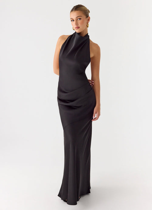 Back To Life Halter Maxi Dress - Black