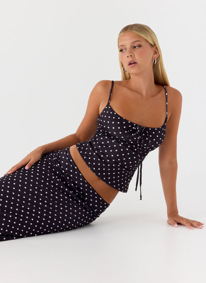 Bending My Rules Top - Black Polkadot