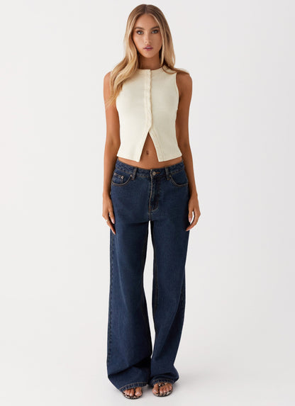 Blair Buttoned Tank Top - Yellow