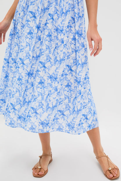Blue Watercolor Annette Midi Dress