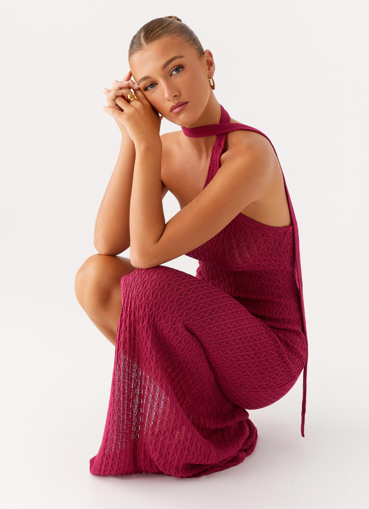 Carryn Knit Maxi Dress - Hot Pink