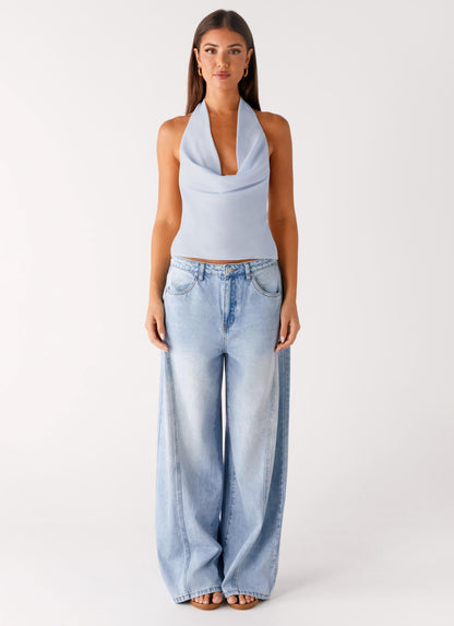 Charli Cowl Top - Blue