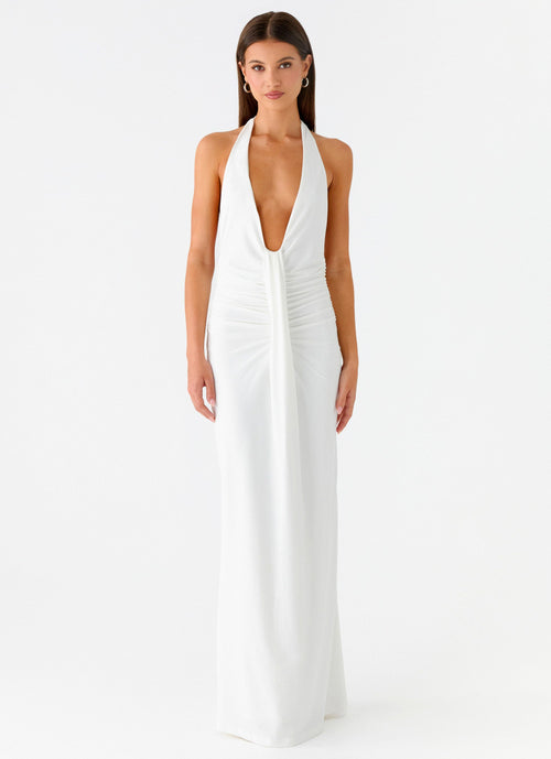 Cheyenne Halter Neck Maxi Dress - Ivory