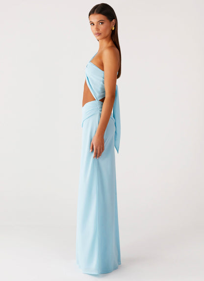 Cindelle One Shoulder Maxi Dress - Turquoise