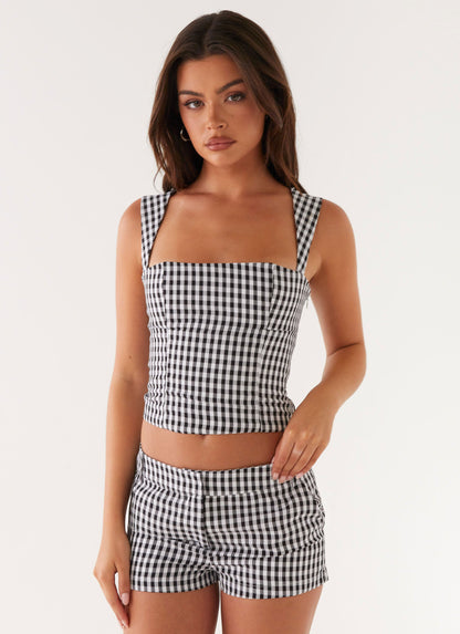 Clayton Top - Black Gingham