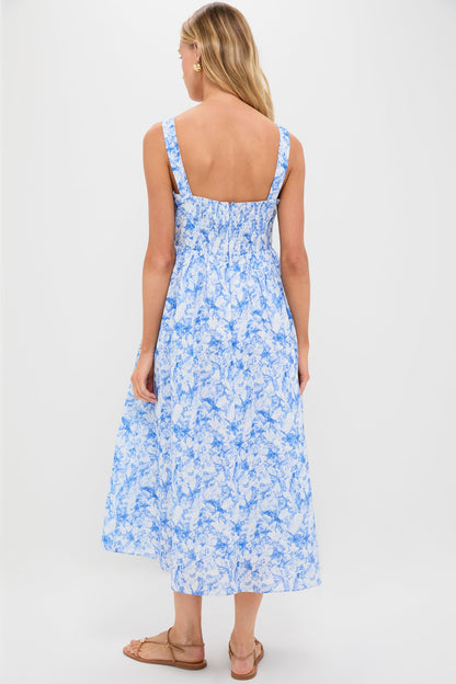 Blue Watercolor Annette Midi Dress