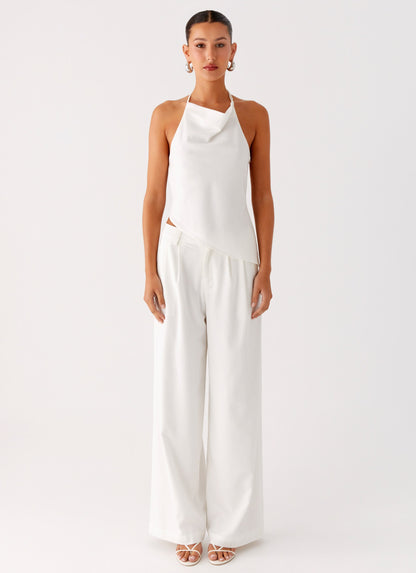 Delong Low Rise Linen Pants - White