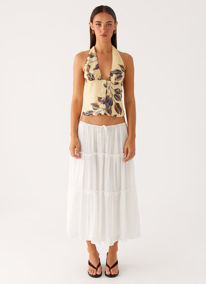 Devoted Halterneck Top - Buttercream Floral