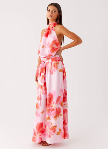 Diablo Backless Maxi Dress - Blushing Blossom