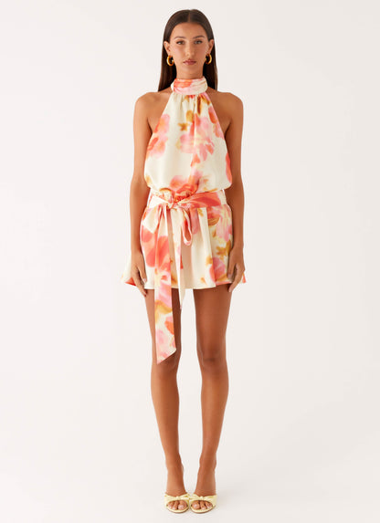 Diablo Backless Mini Dress - Mimosa Blossom