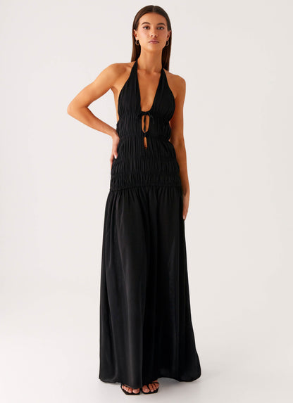 Dione Halter Maxi Dress - Black