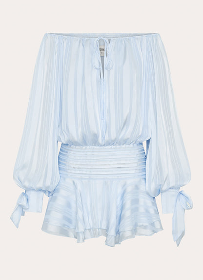 Eira Balloon Sleeve Mini Dress - Baby Blue