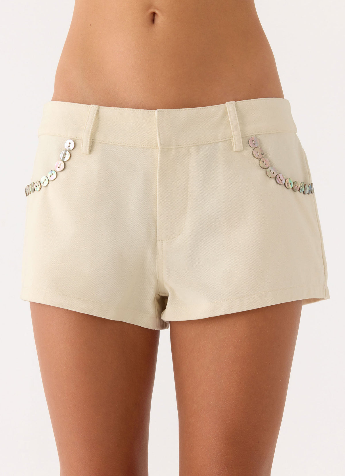 Emenique Button Shorts - Ivory