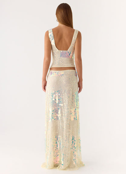 Erinah Sequin Maxi Skirt - Yellow