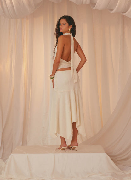 Evaden Low Rise Midi Skirt - Ivory