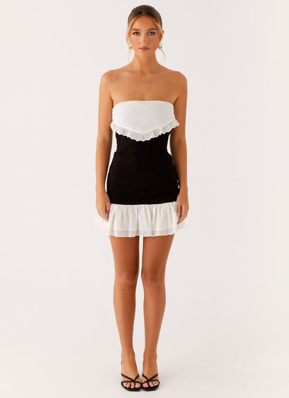 Fran Broderie Mini Dress - Black