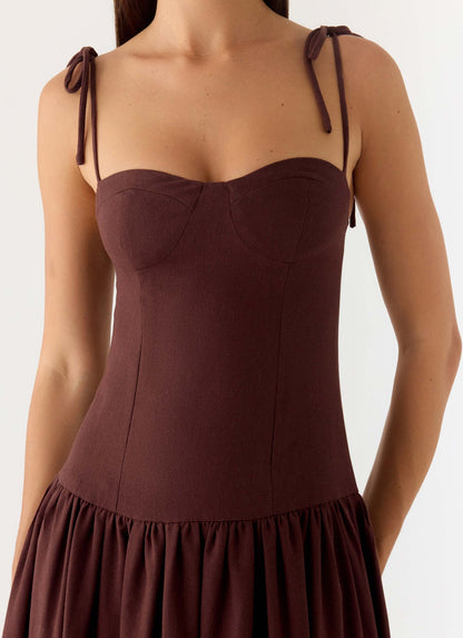 Giovanna Linen Maxi Dress - Chocolate Drizzle