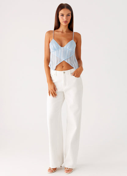 Glynne Frill Top - Baby Blue