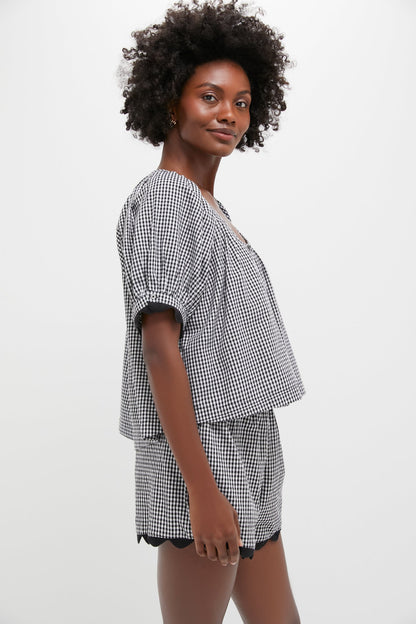 Black Gingham Ric Rac Tully Top