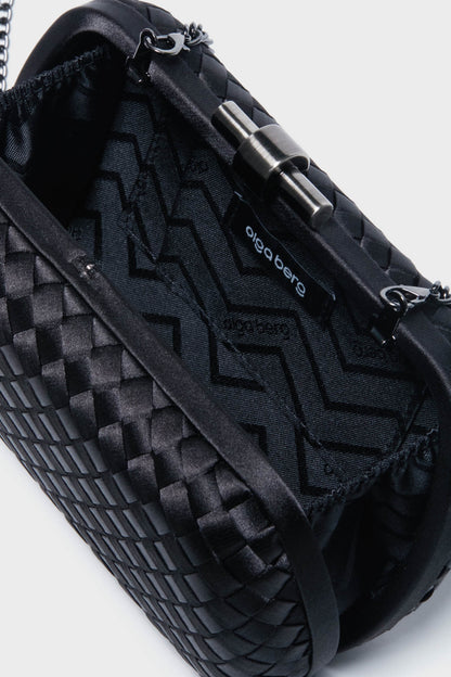 Black Evelyn Woven Clutch