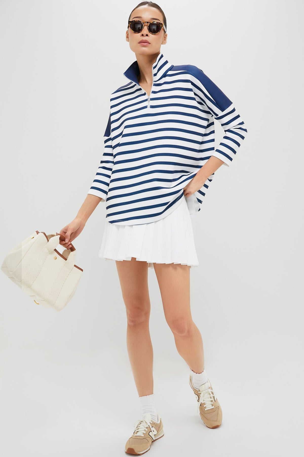 Blue and White Stripe Hudson Quarter Zip