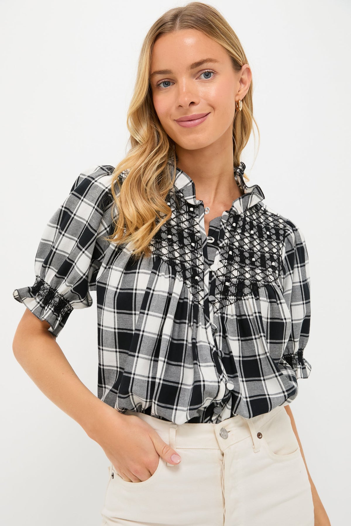 Black and White Arena Flannel Milvia Blouse