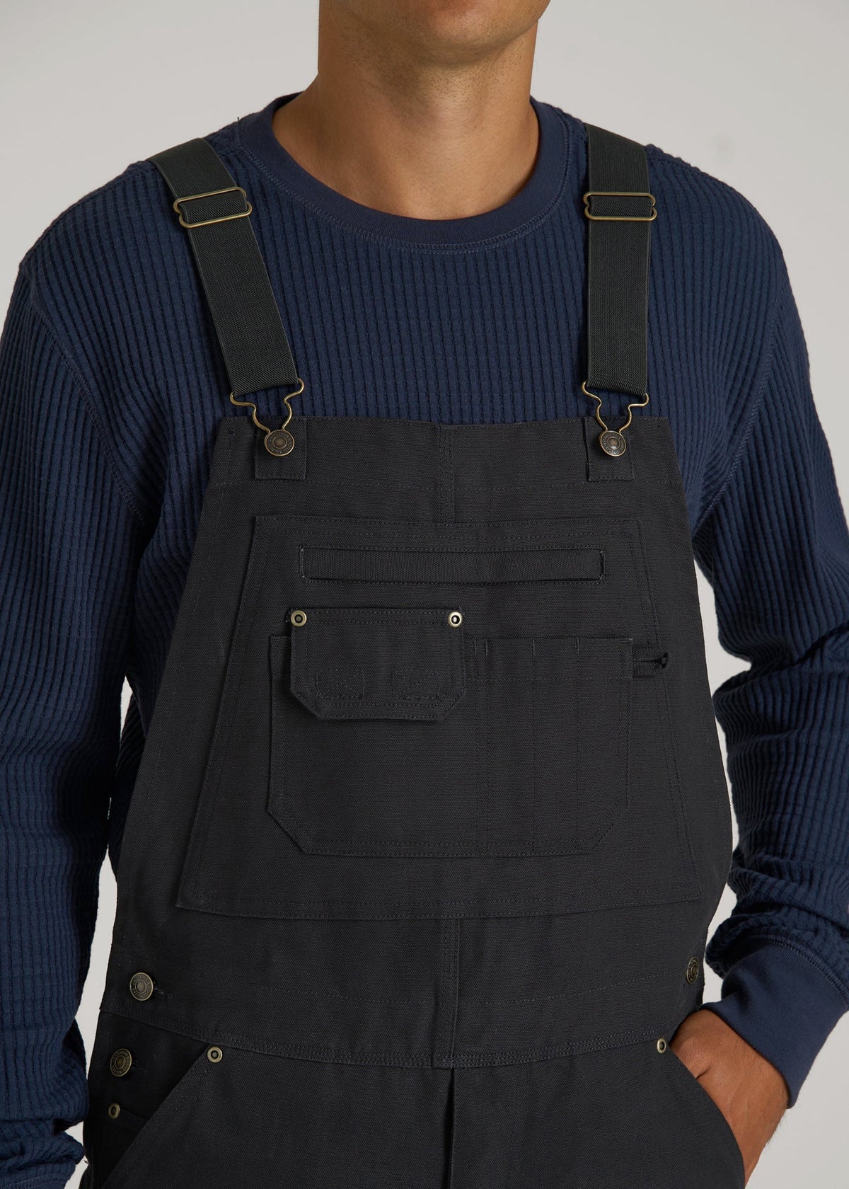 LJ&S Canvas Bib Overalls for Tall Men in Black