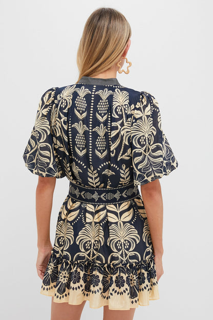 Blue Ainika Tropical Splendor Mini Dress
