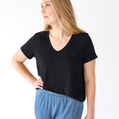 Women's Black V-Neck Tee