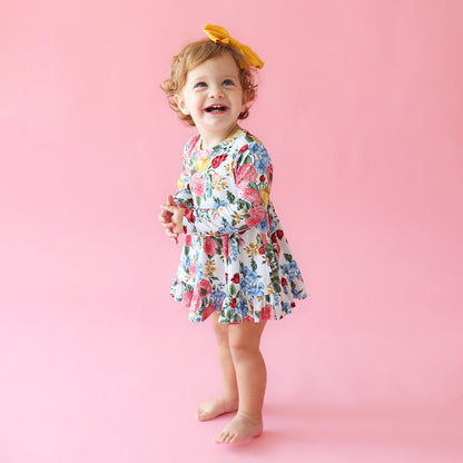 Rubina Long Sleeve Ruffled Bodysuit Dress