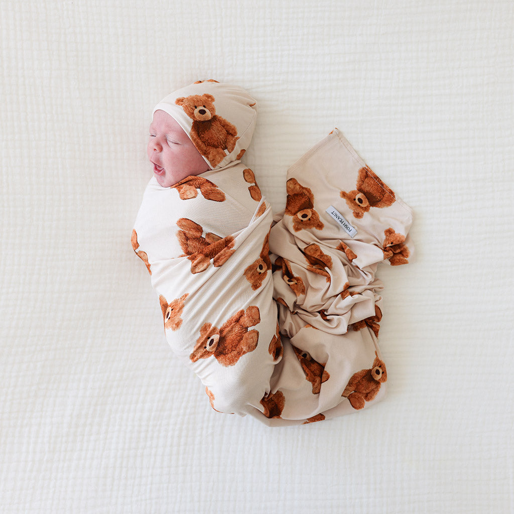 Teddy Freddy Swaddle Beanie Set