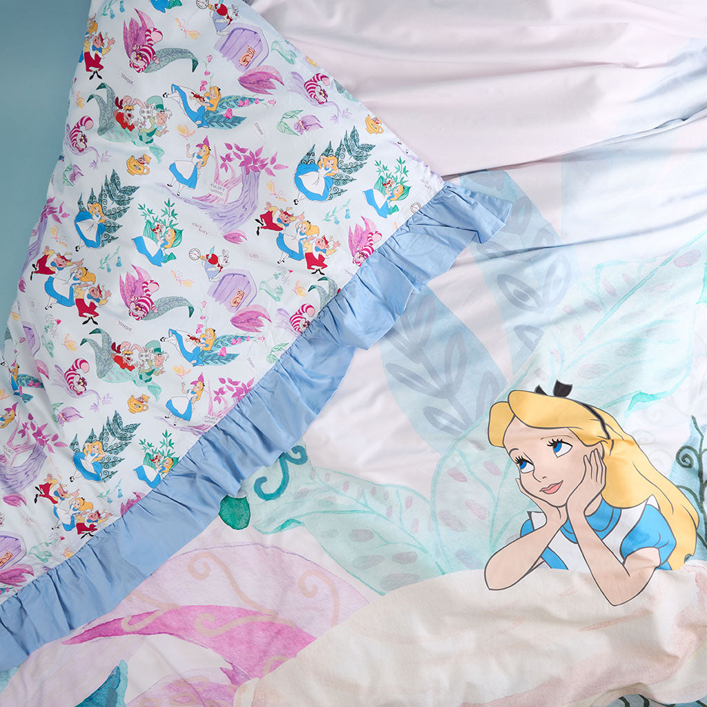 Disney Adventures in Wonderland Reversible Ruffled Duvet Cover