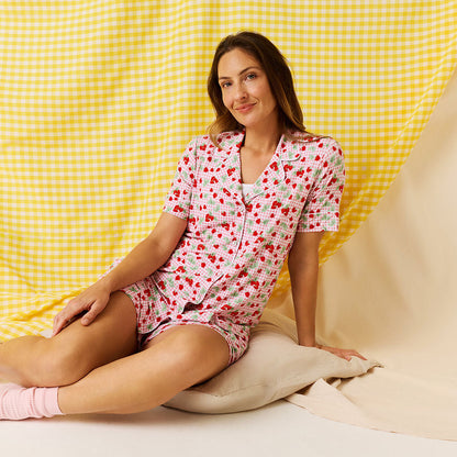 Sweet Strawberries Women's Luxe Pajama Short Set