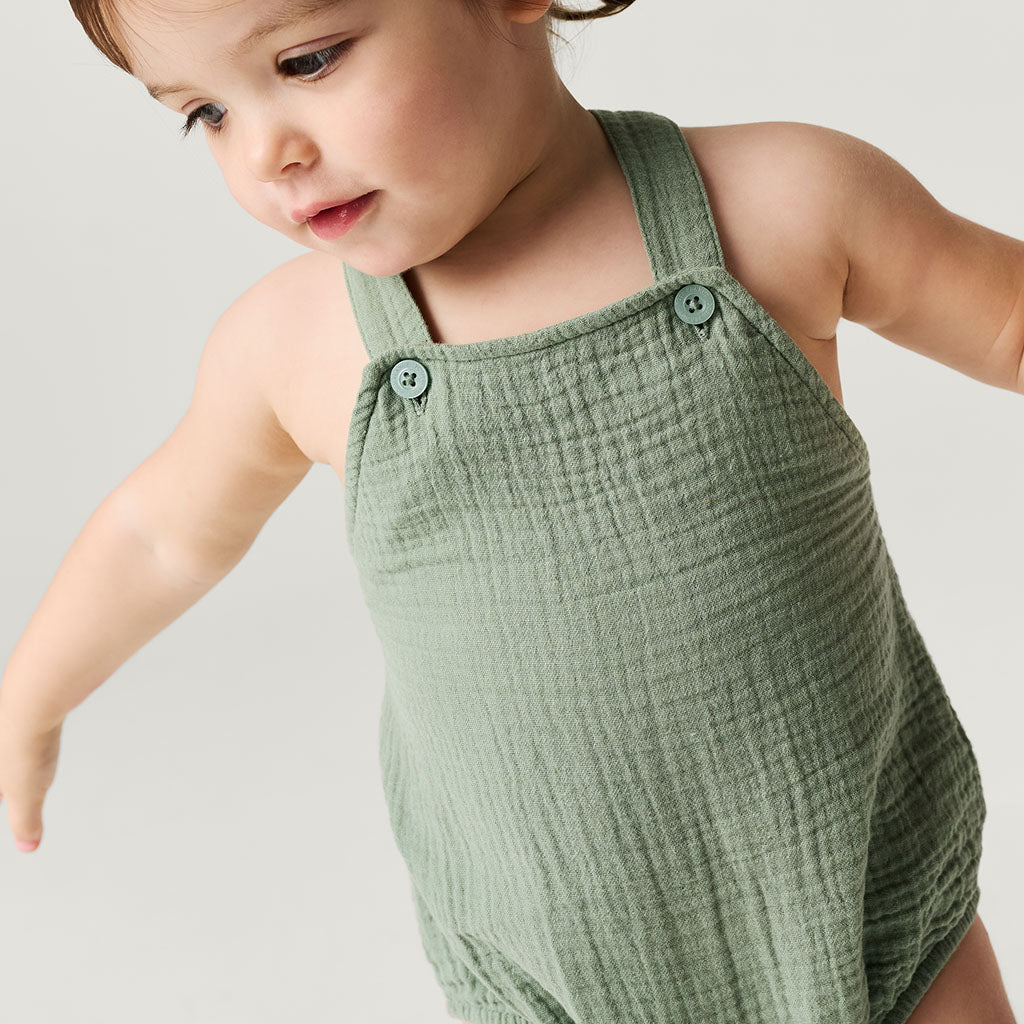 Soft Jade Cotton Crinkle Bubble Romper