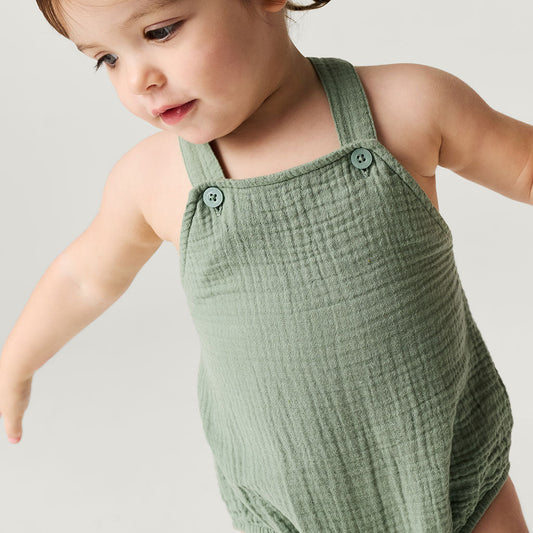 Soft Jade Cotton Crinkle Bubble Romper